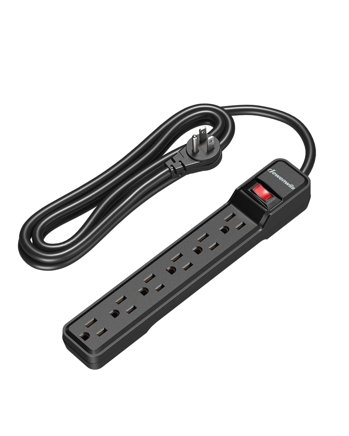 6-Outlet Surge Protector Power Strip with 10ft Extension Cord, Black S821