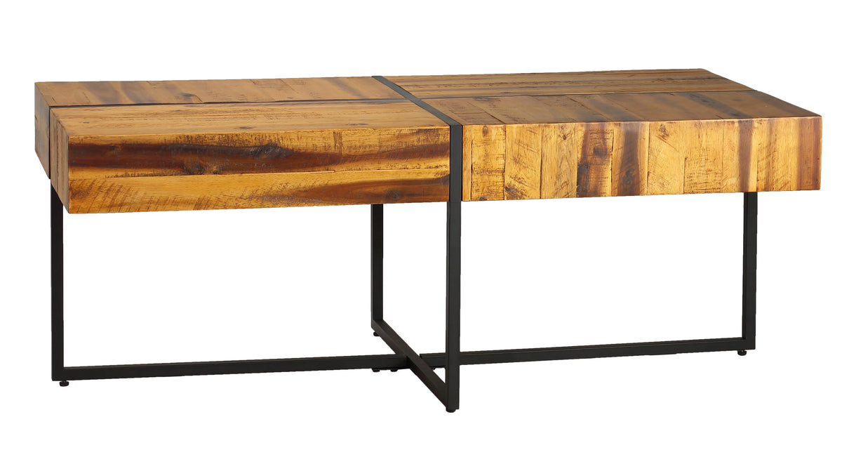 Solid Wood Coffee Table with Black Metal Frame N92414