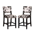 2 Piece Cow Print Wood Counter Stool Set I944545