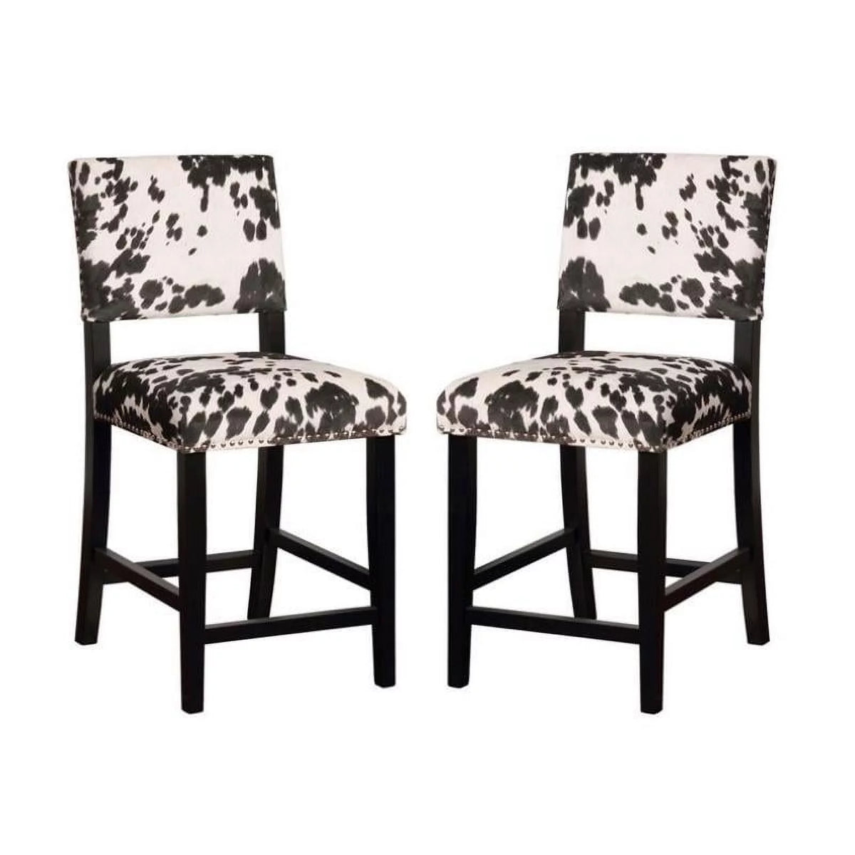 2 Piece Cow Print Wood Counter Stool Set I944545