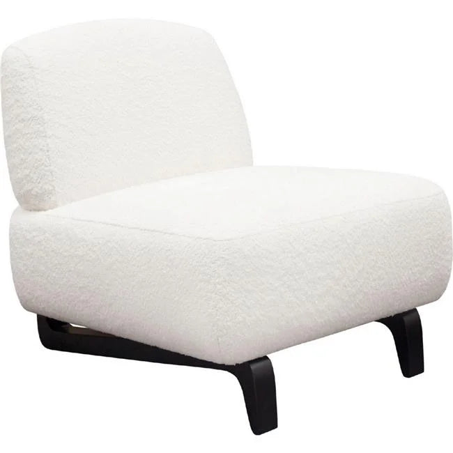 White Faux Sheepskin Padded Armless Chair G2245