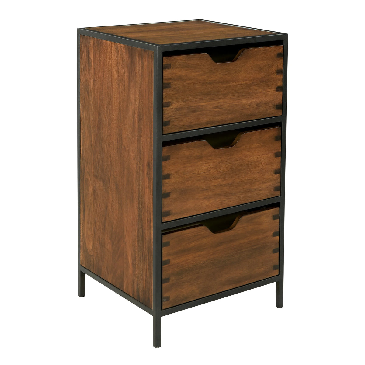 Walnut Storage Cabinet with 3 Drawers F488120