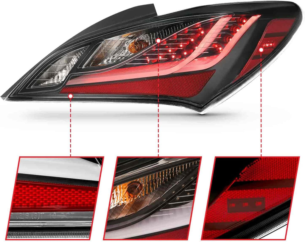 Tail Light Assembly LED Black Housing Dark Smoke Lens Pair X241