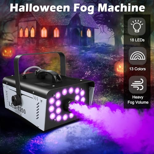 1200W Fog Machine with 18 LED Lights and Remote F9669