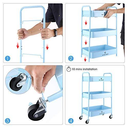 White 3-Tier Rolling Metal Utility Cart N906