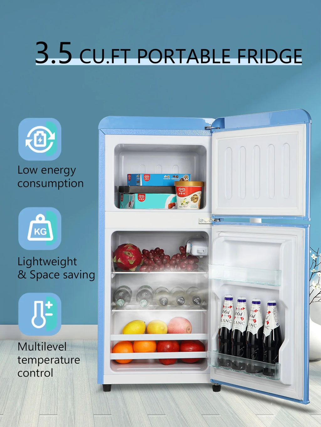 3.5 Cu.ft Black Mini Fridge with Freezer Q132