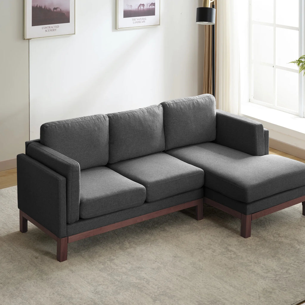 Dark Grey L-Shaped Sectional Sofa with Chaise Lounge B796