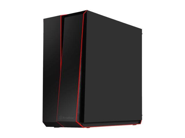 Black Computer Case with Tempered-Glass Side Panel J116