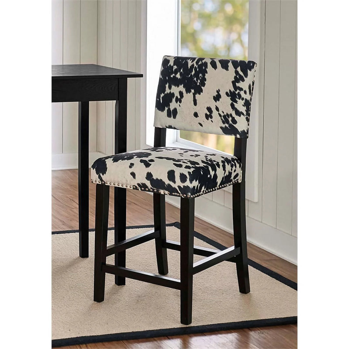 2 Piece Cow Print Wood Counter Stool Set I944545