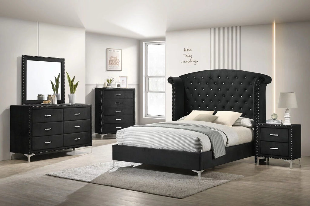 Black Velvet 6pc King Size Bedroom Set B5574