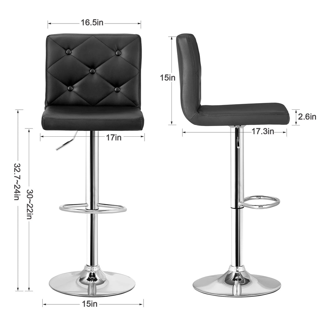Set of 4 Adjustable Swivel Black Bar Stools R852016