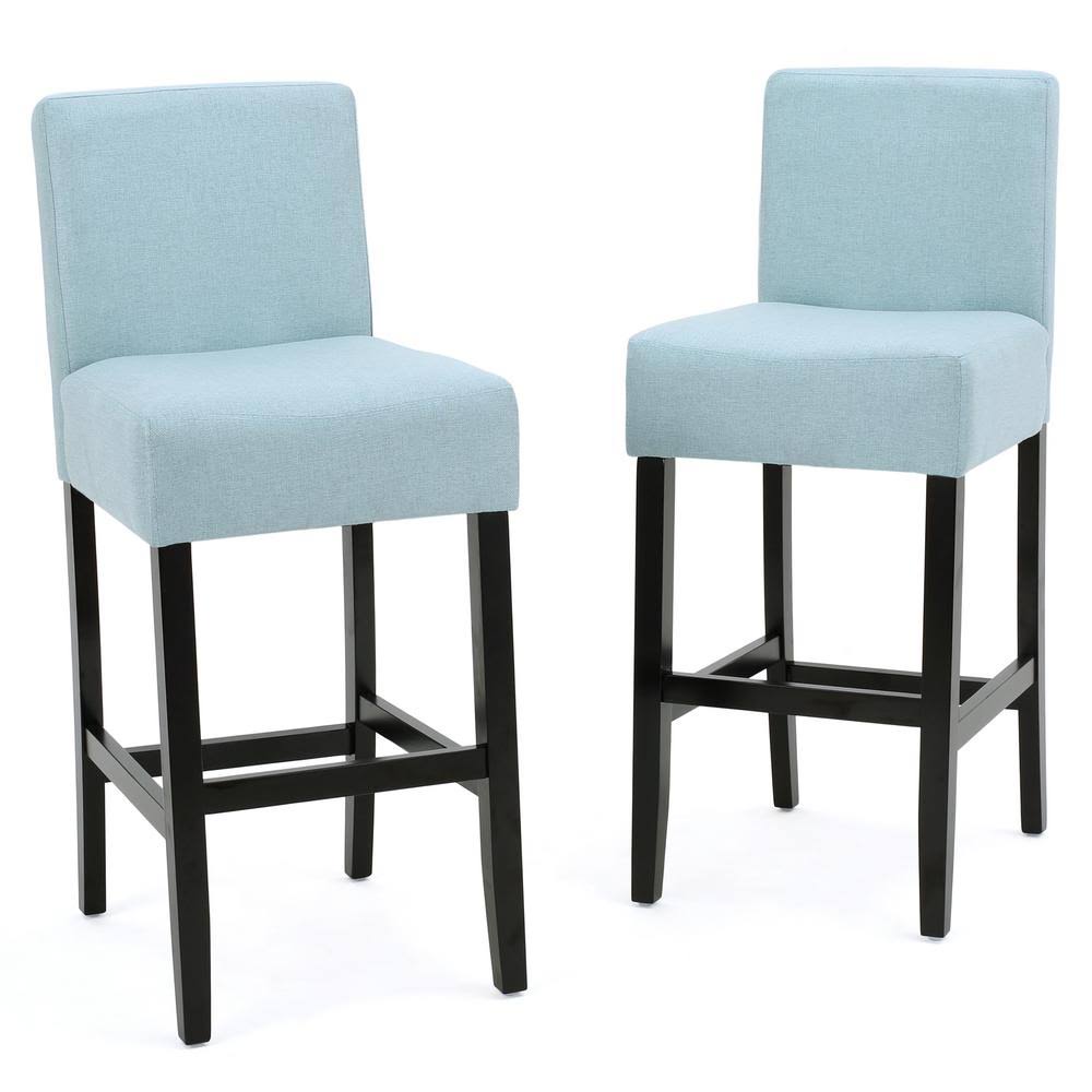 Light Blue Fabric Bar Stool Set of 2 O97642