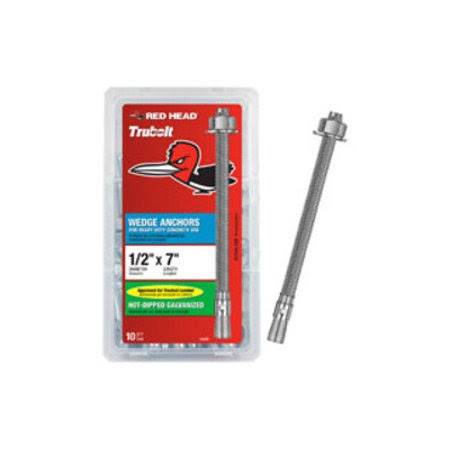 Wedge Anchors 1/2 inch by 7 inch Hex Head Hot Dipped Galvanized 10 Pack O584