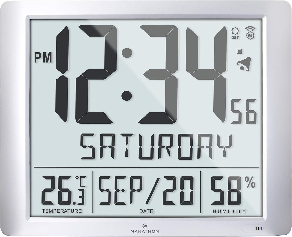 Silver 20 Inch Wall Clock with 6.5 Inch Numbers S54990