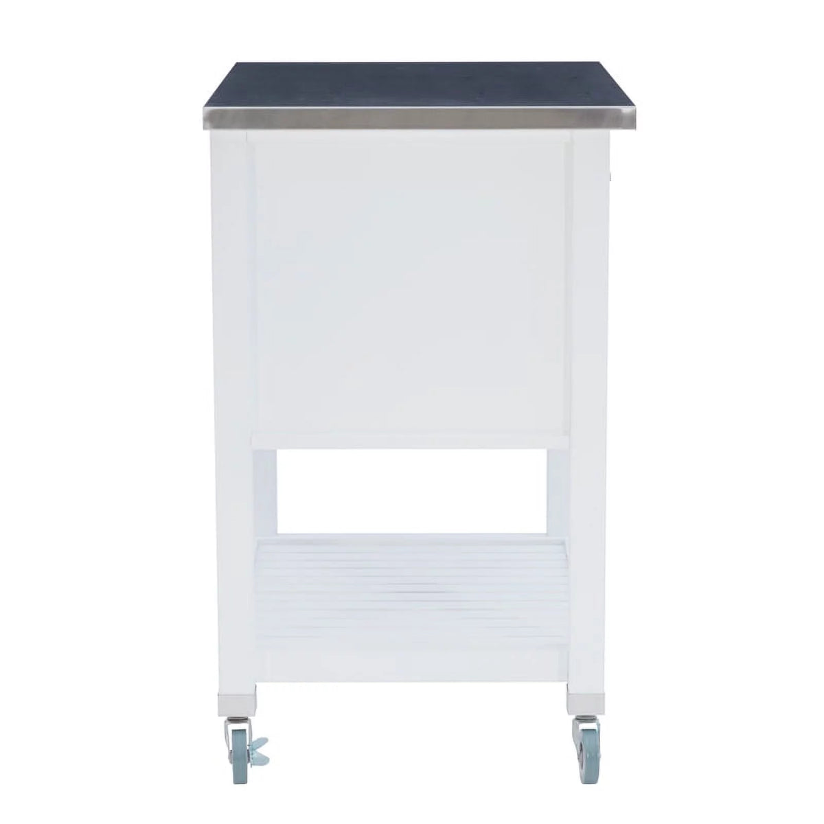 White Wood Stainless Steel Top Kitchen Cart D36766