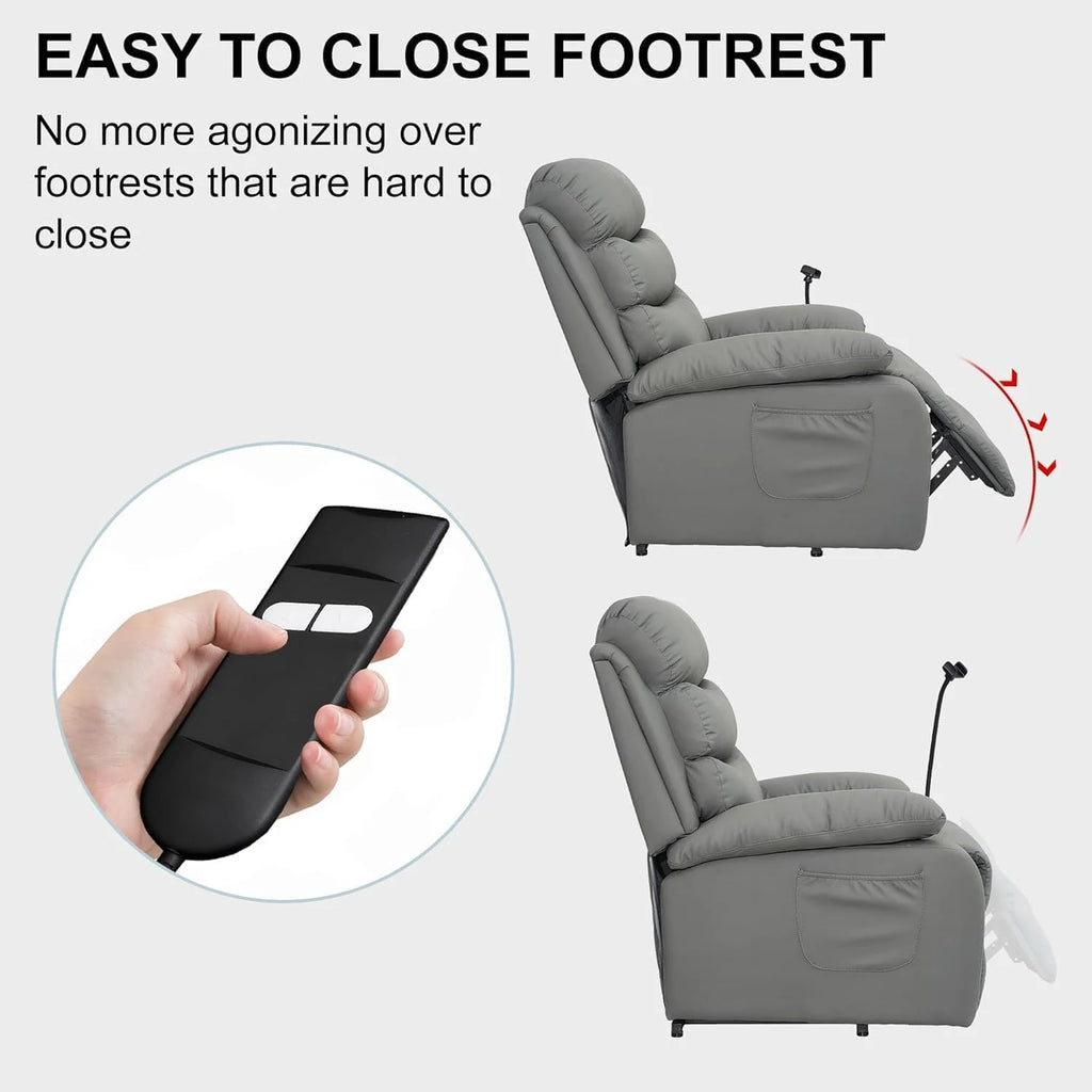 Dark Gray Micro Leather Power Lift Recliner Chair with Remote B464