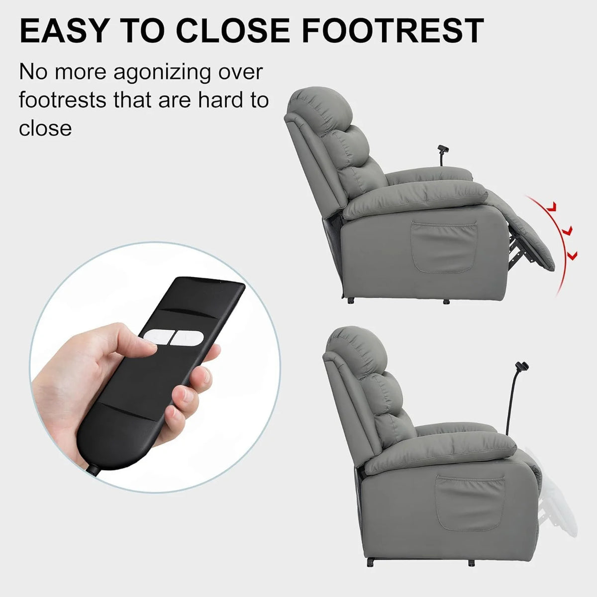 Dark Gray Micro Leather Power Lift Recliner Chair with Remote B464