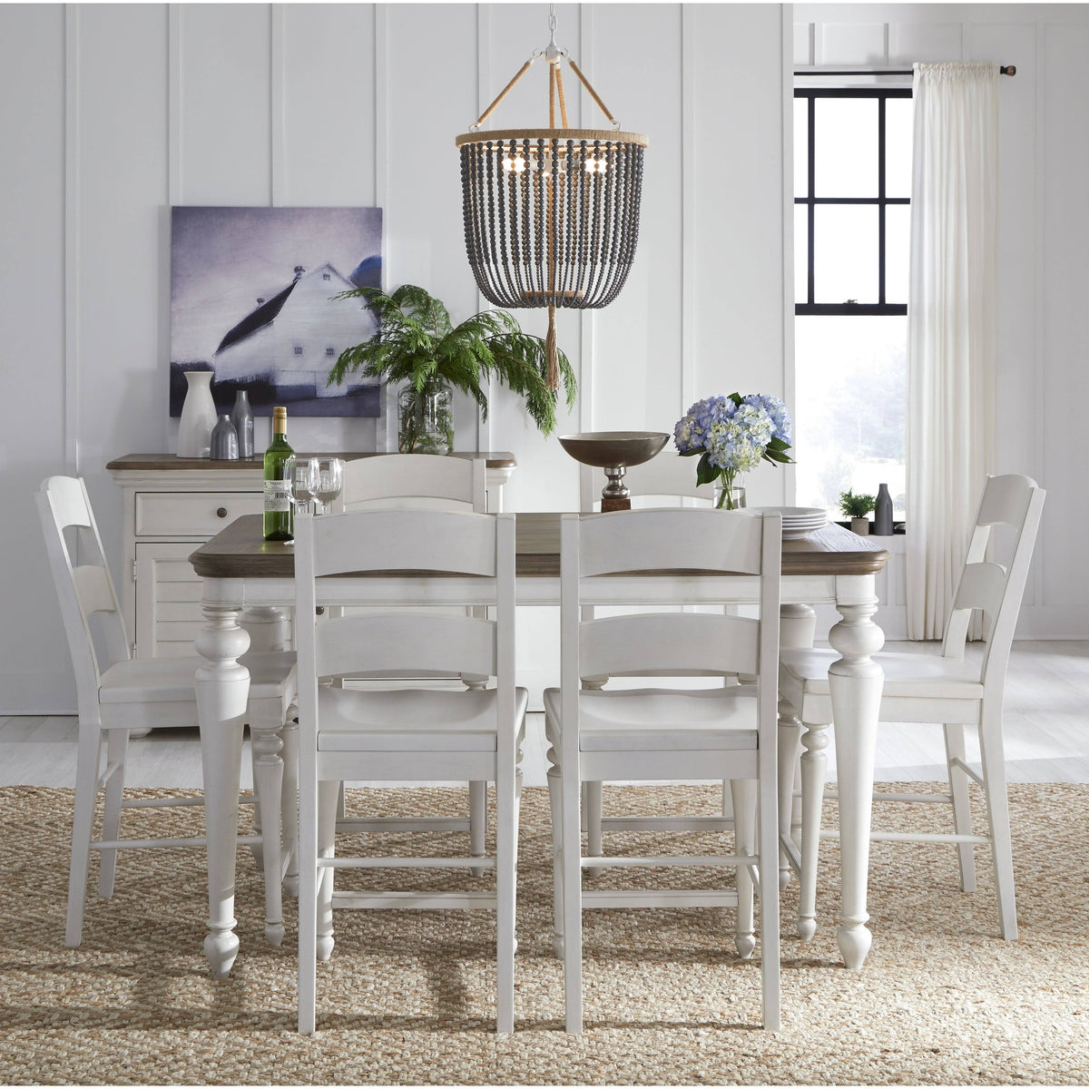 Aged Taupe Rustic White Pub Table F8047