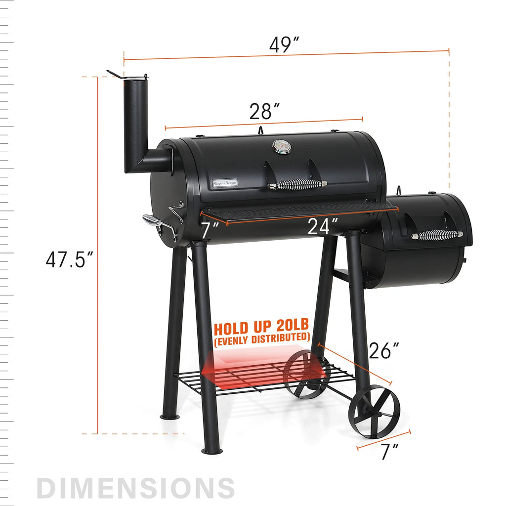 28'' Charcoal Grill with Offset Smoker S937226