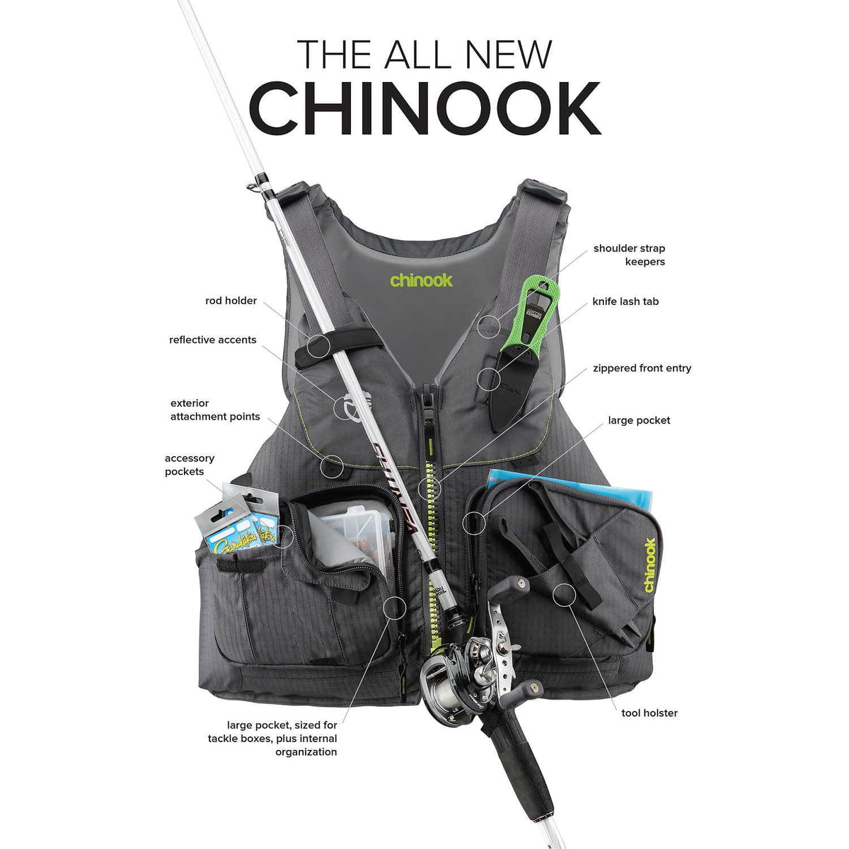 Charcoal Large/XL Fishing Kayak Lifejacket S198
