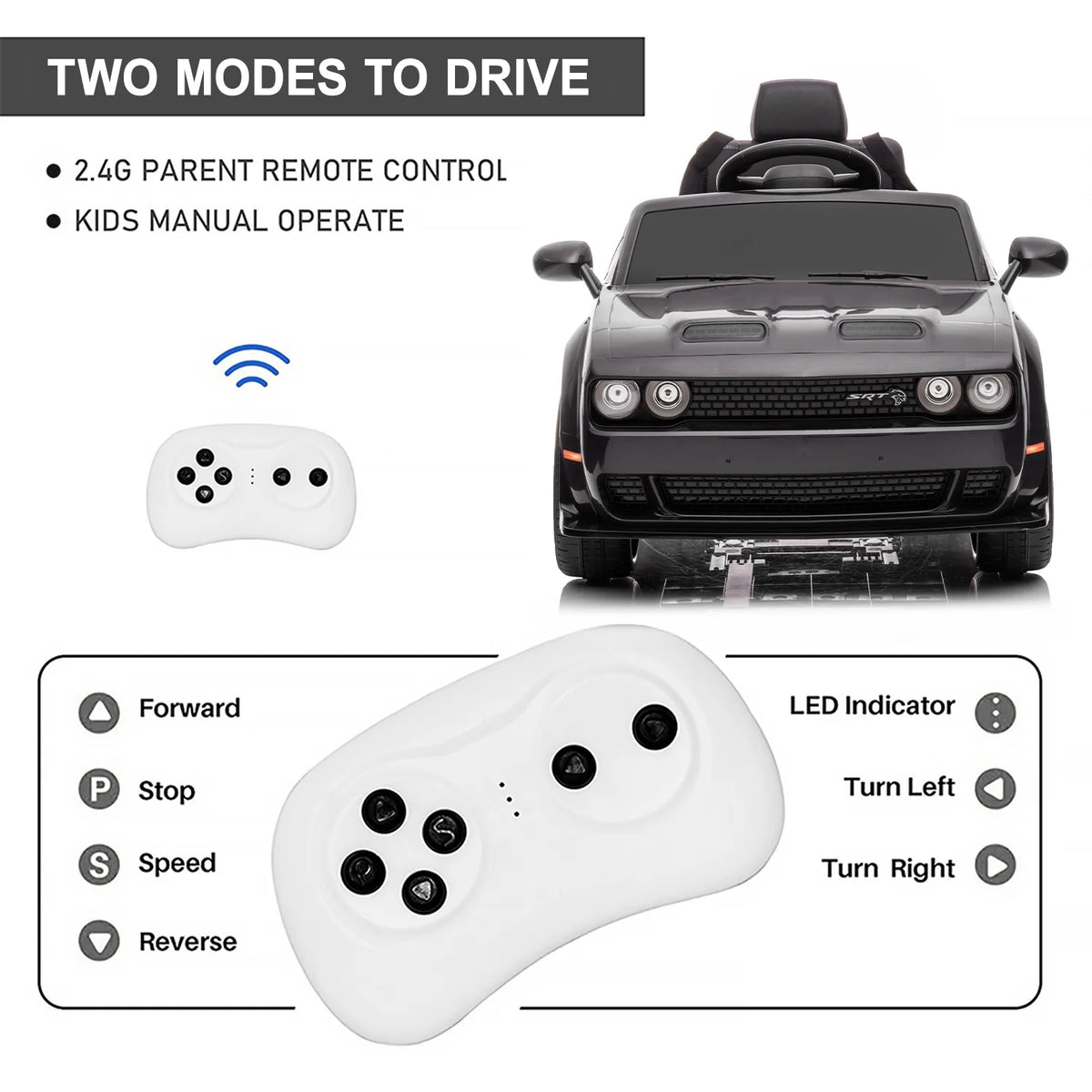 12 V Powered Ride On Car with Remote Control, Black J748263