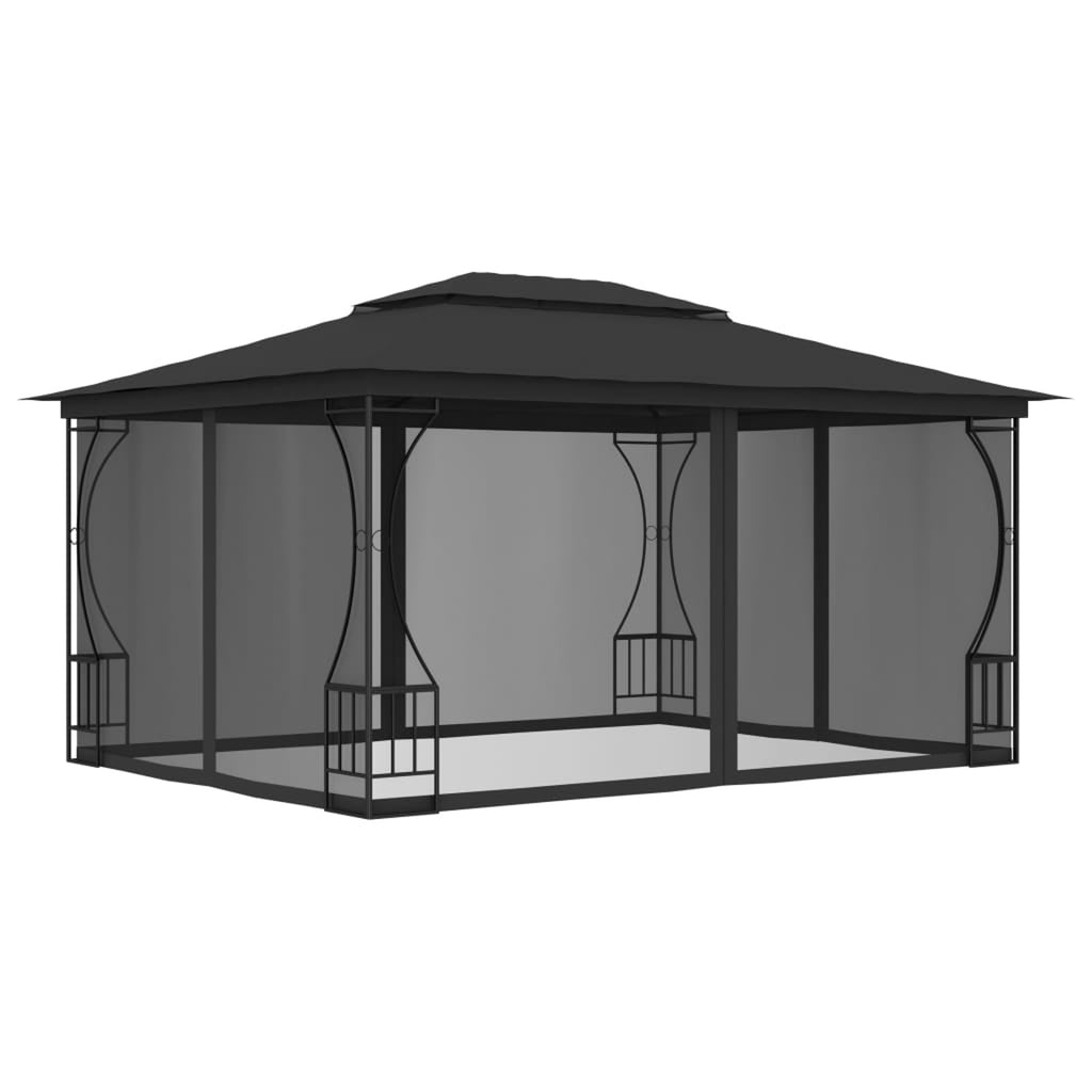9.8'x13.1'x8.7' Anthracite Gazebo with Nets C21982