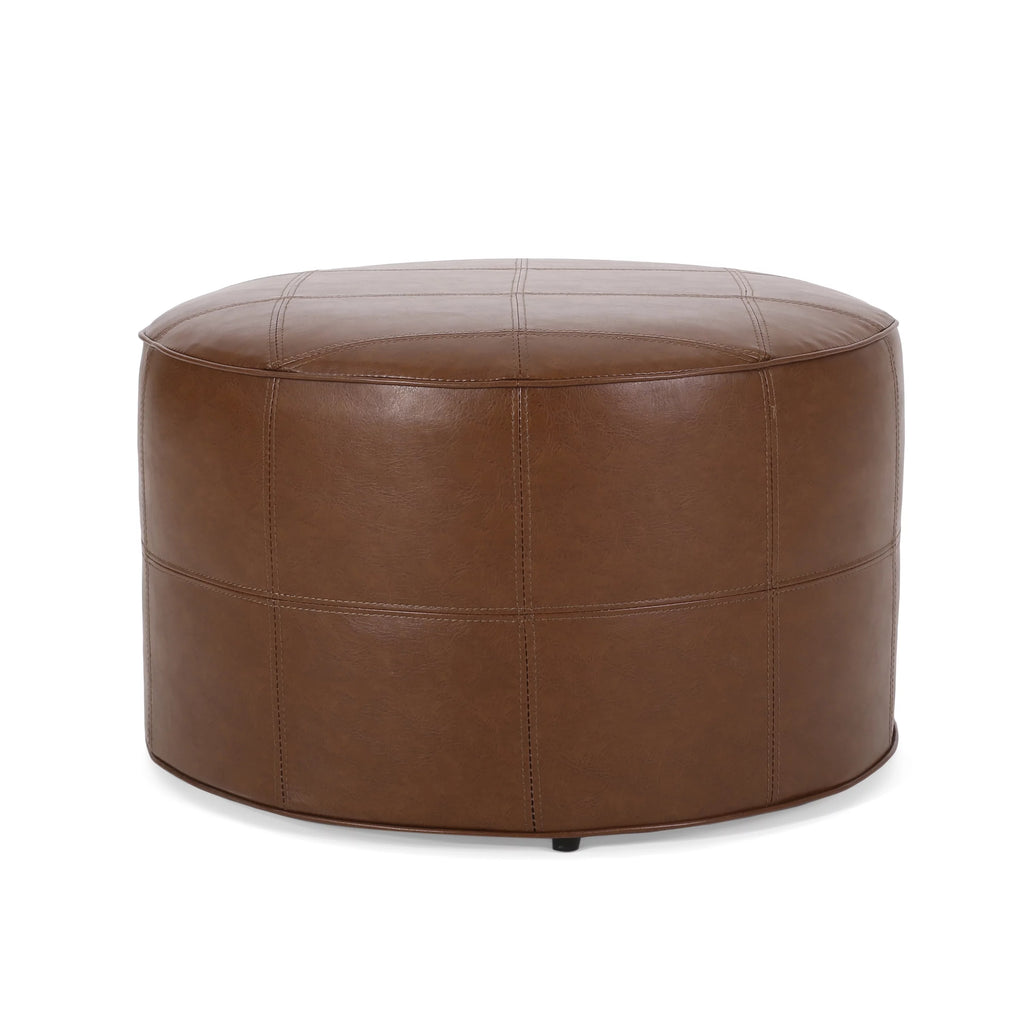 Cognac Brown Faux Leather Ottoman F7278