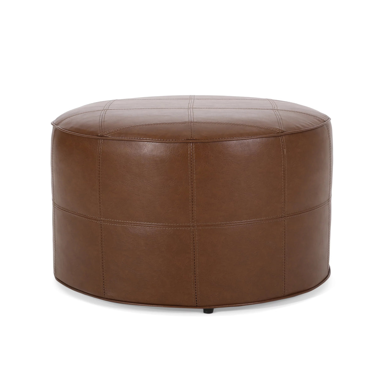 Cognac Brown Faux Leather Ottoman F7278