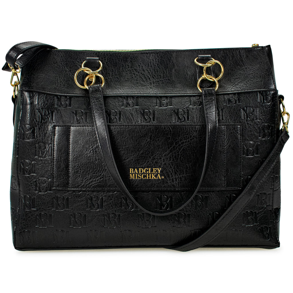 Black Vegan Leather Travel Tote Duffle Bag U727