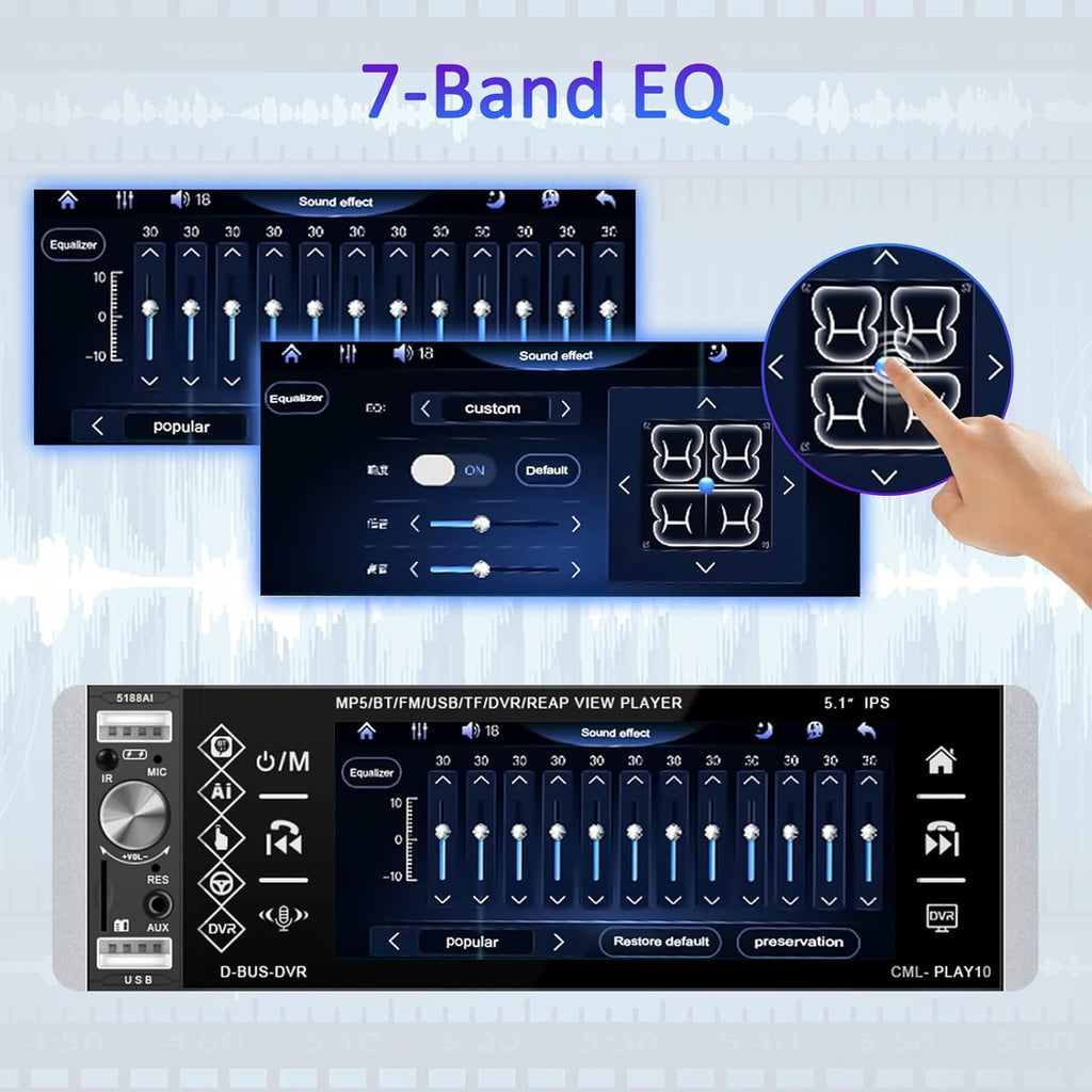 5.1 Inch HD Single Din Touchscreen Car Stereo with Bluetooth Backup Camera Z466