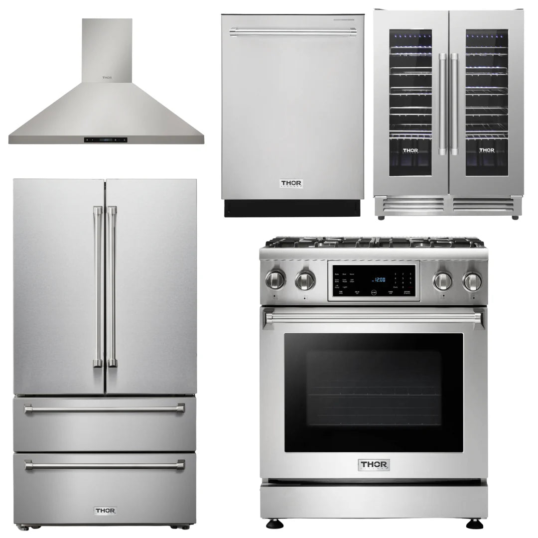 30 Propane Gas Range, Range Hood, Refrigerator, Dishwasher, Wine Cooler Z223538