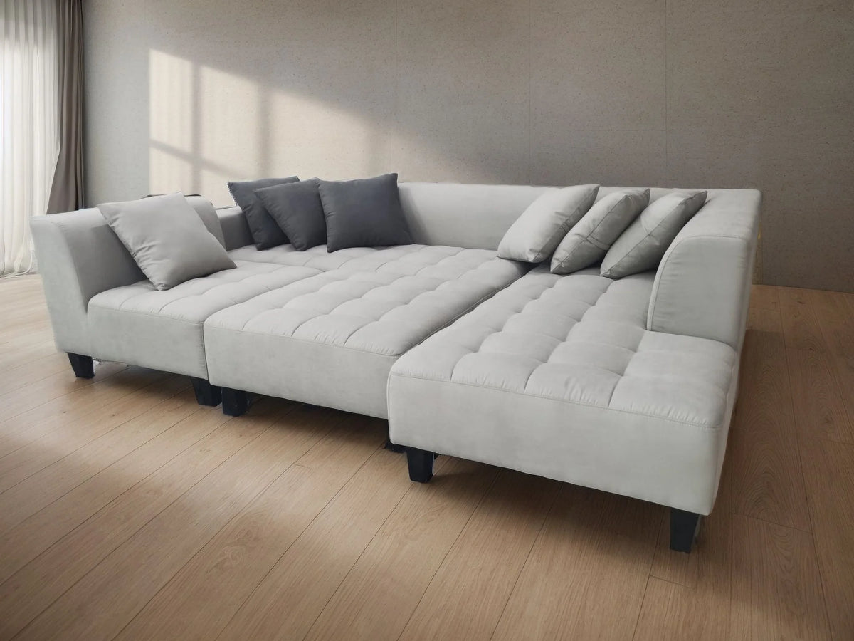Modern Grey Microfiber Sectional Sofa Chaise Ottoman L777630