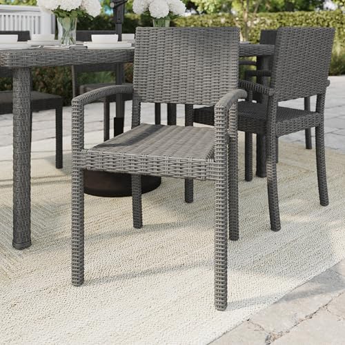 Brown Set of 2 Stackable Patio Armchairs Y15290