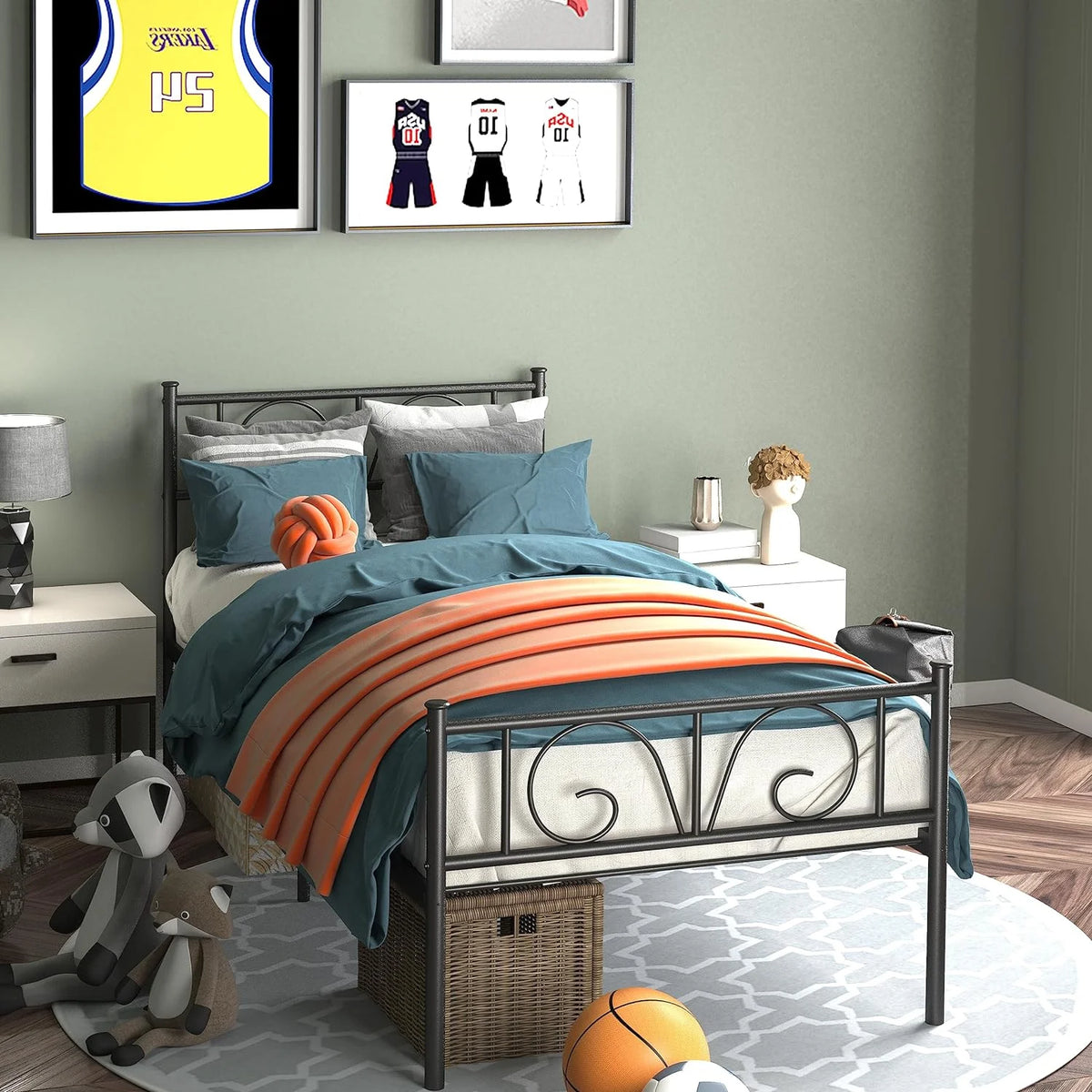 Twin Size Bed Frame with Headboard and 12 Inch Storage L97341