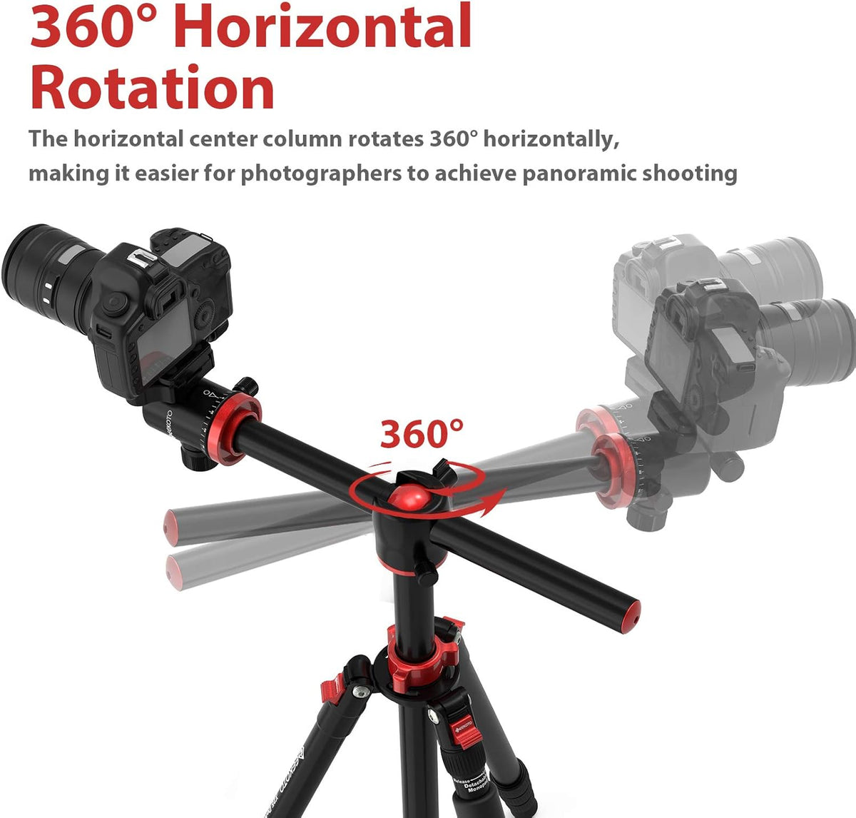 Aluminum Tripod with 360-Degree Ball Head and Rotatable Center Column, 75-Inch G249
