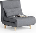 Dark Grey Convertible Sofa Chair Bed with Wood Legs K7757