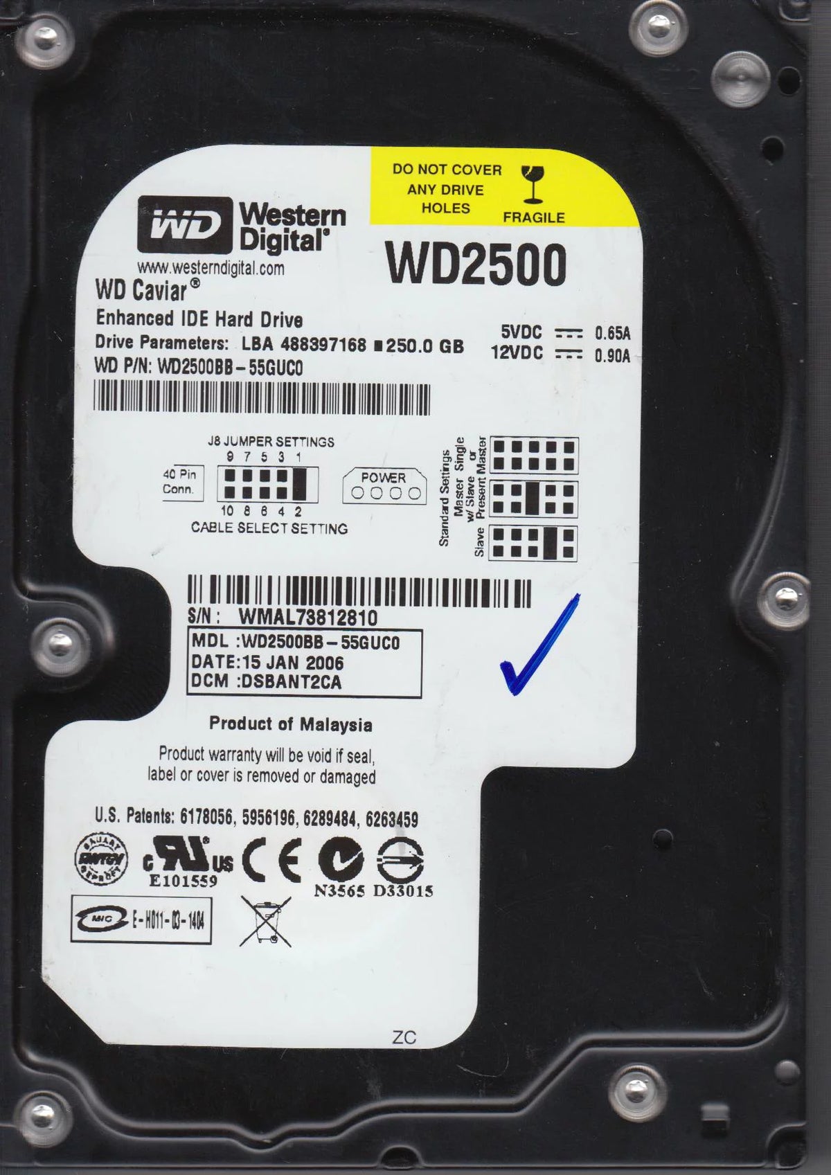 250GB IDE 3.5 Hard Drive G4486
