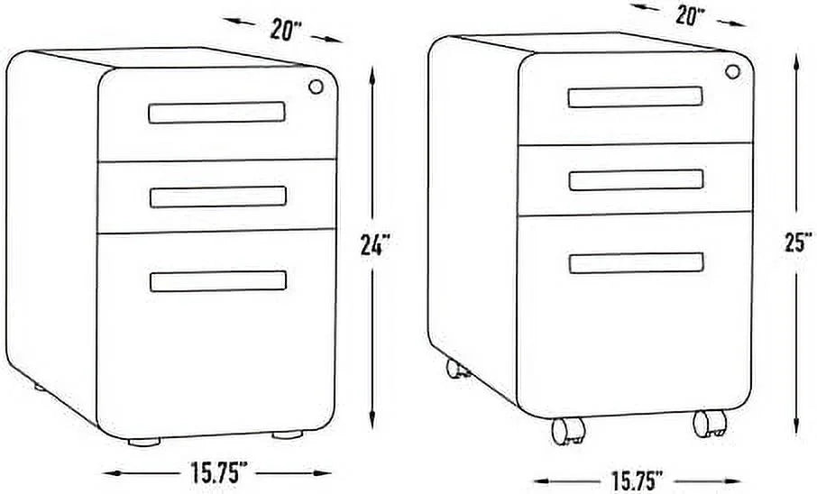 3 Drawer Metal File Cabinet with Lock Z793467