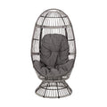 Light Brown Beige Wicker Swivel Egg Chair with Cushion N3997