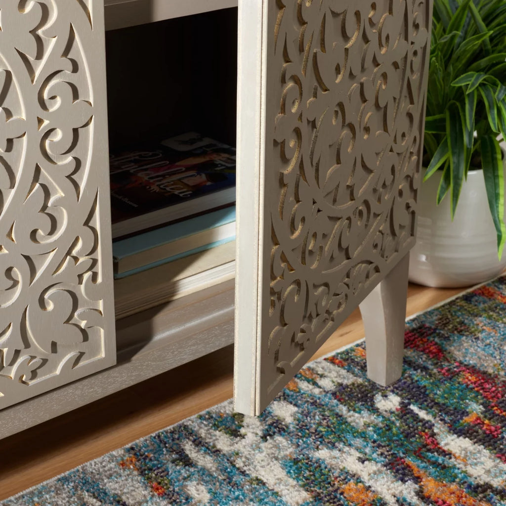 2-Door 2-Shelf Chest Antique Grey T395