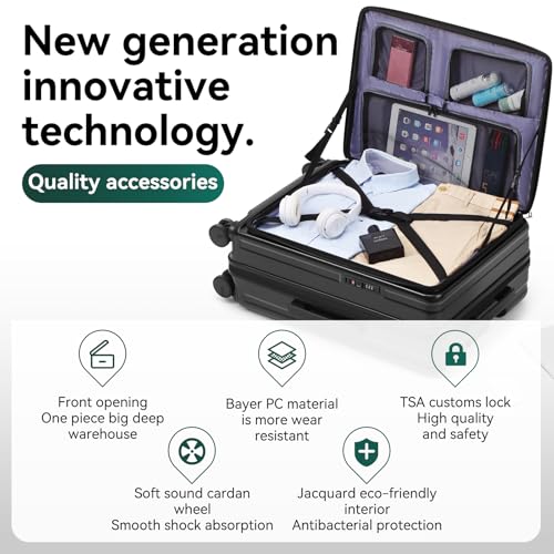 Expandable Hardside Carry On Luggage with Wheels, Tsa Lock, Jade cyan E881571