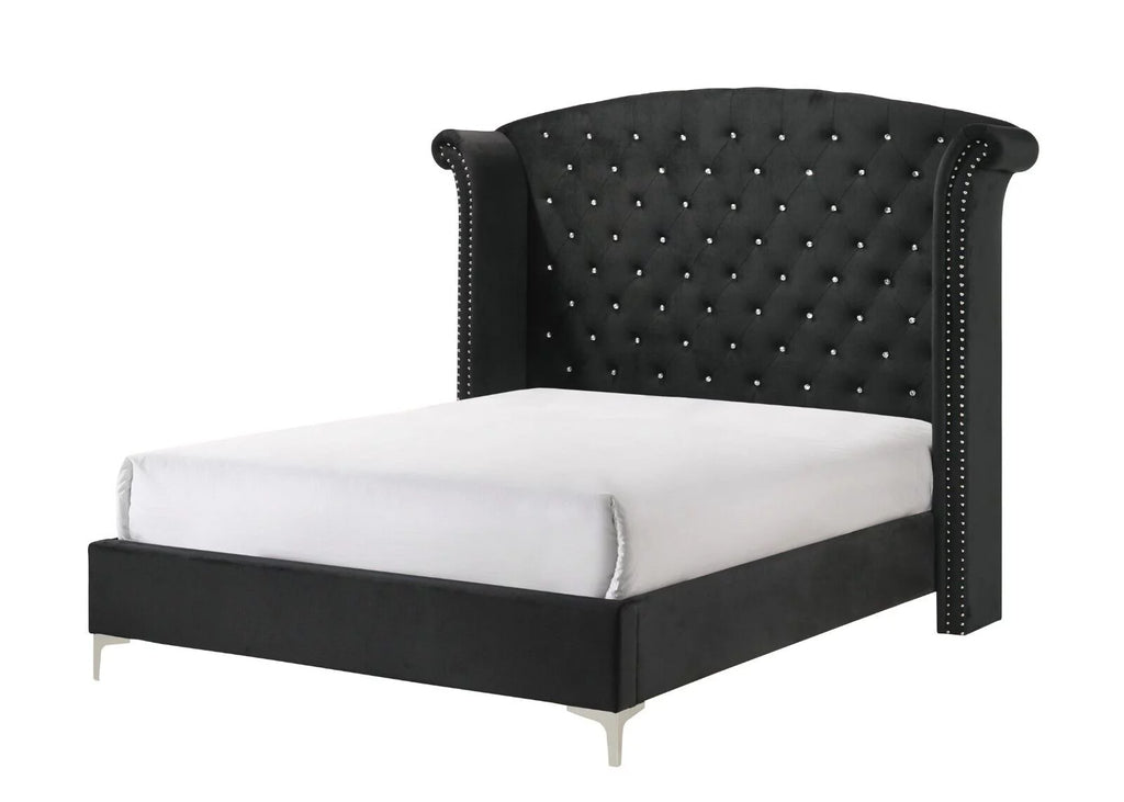 Black Velvet 6pc King Size Bedroom Set B5574