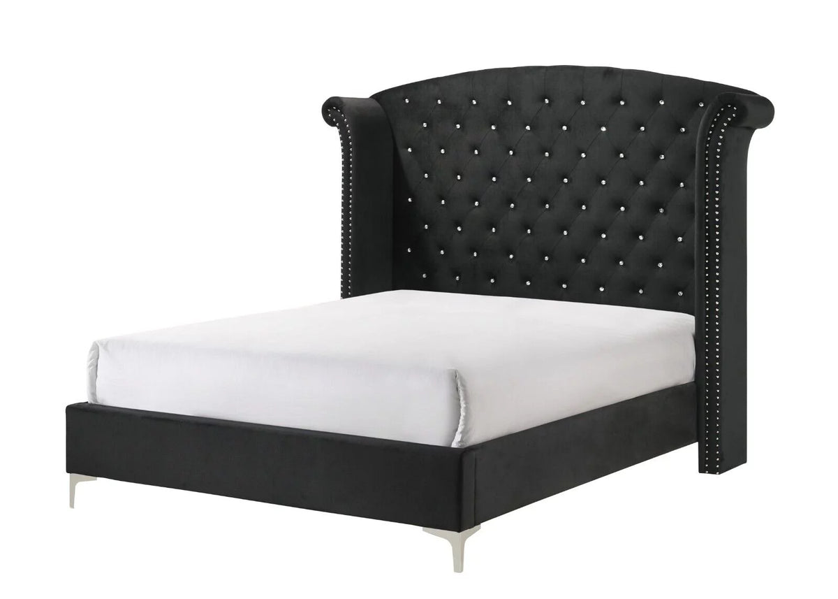 Black Velvet 6pc King Size Bedroom Set B5574