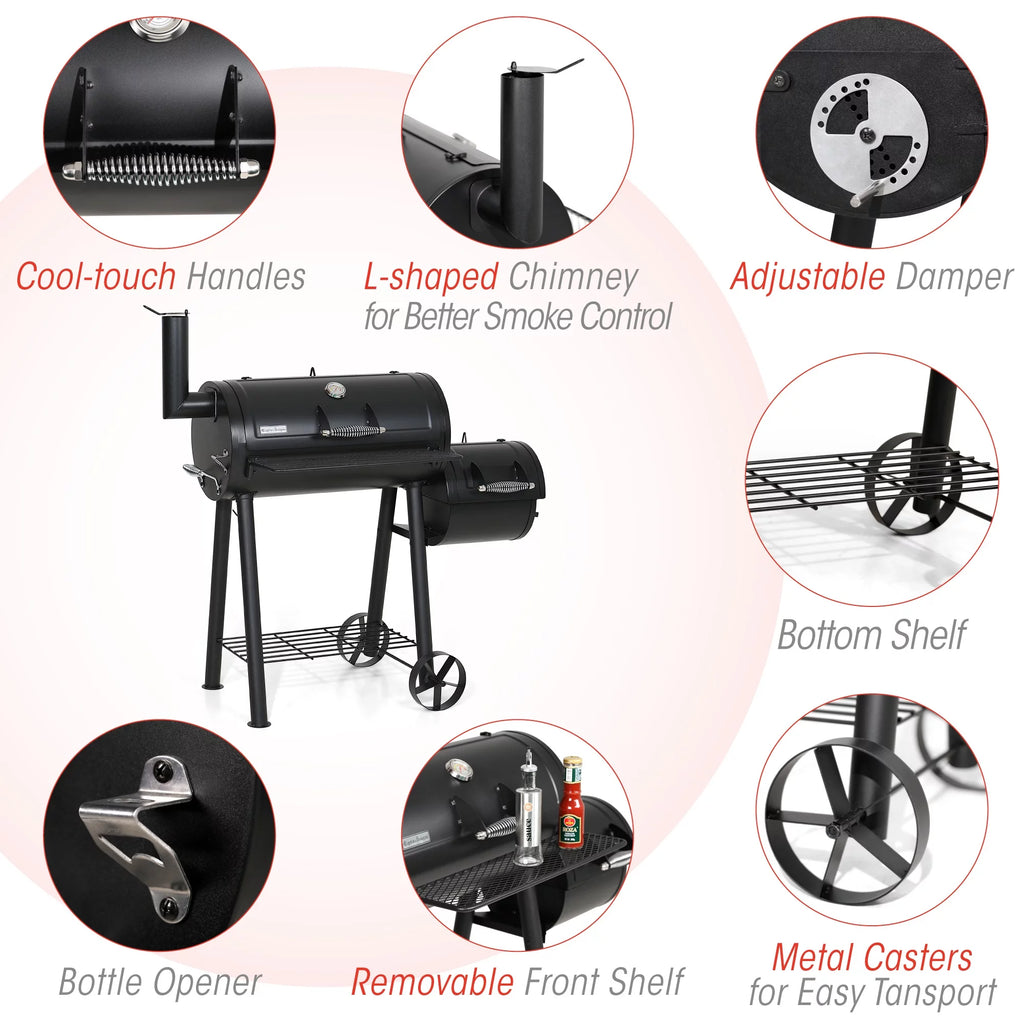 28'' Charcoal Grill with Offset Smoker S937226