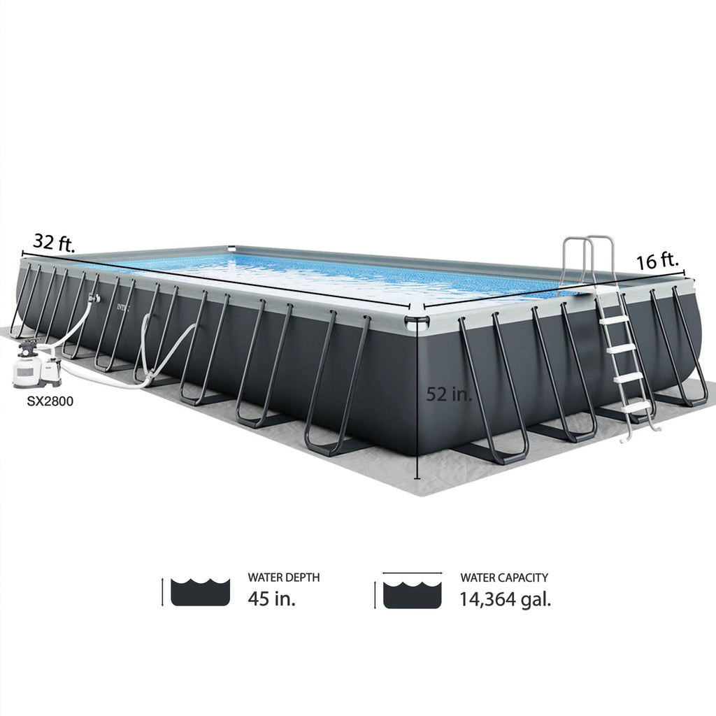 32' x 16' x 52 Rectangular Frame Swimming Pool with Pump L192192