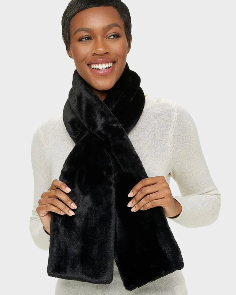 Faux Fur Pull-Through Scarf with Zipper Pocket S20993