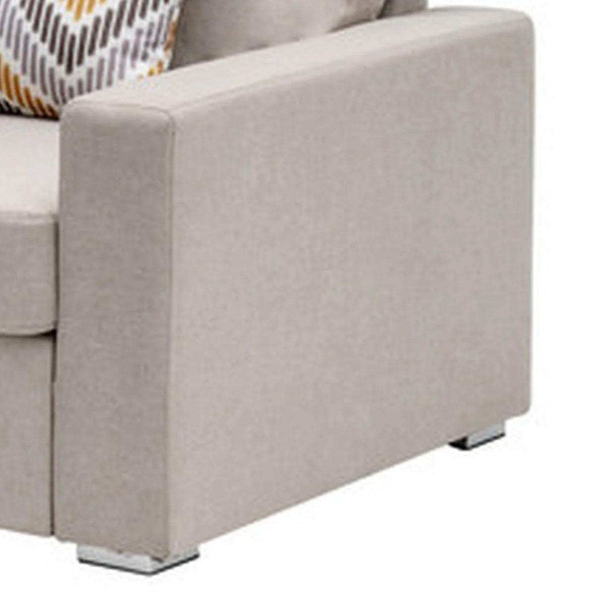 Beige Linen Reversible Chaise Sectional Loveseat 2 Piece B584176