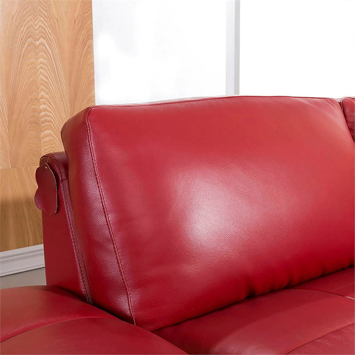 Red Italian Leather Sectional with Left Facing Chaise Z433