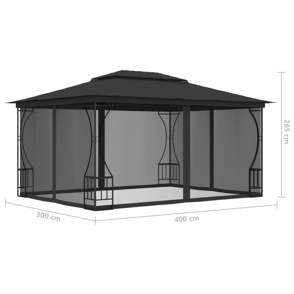 9.8'x13.1'x8.7' Anthracite Gazebo with Nets C21982