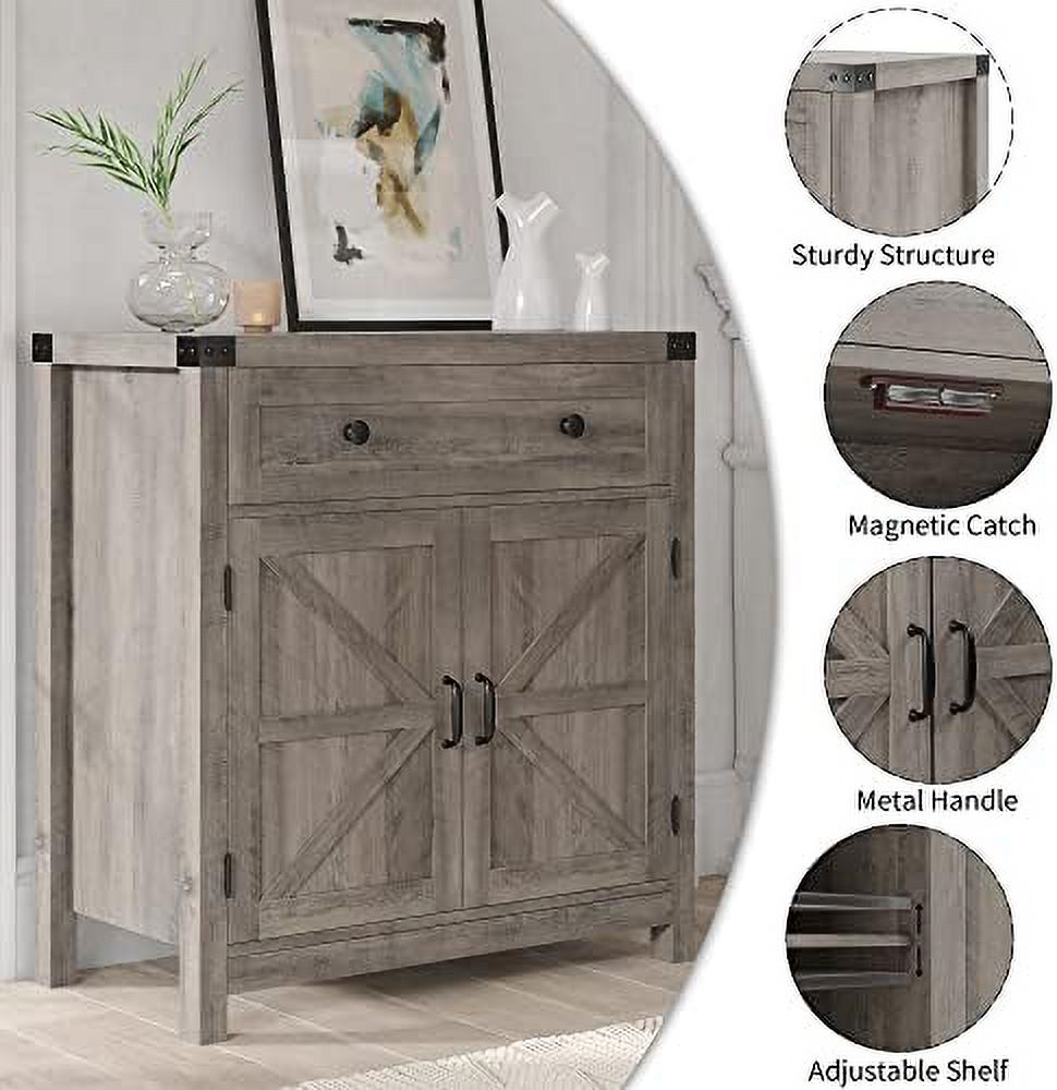 Rustic Brown Barn Door Buffet Sideboard with Drawer Q137263